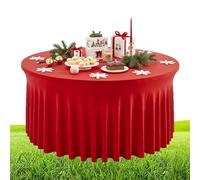 Tischdecke Mit Rock - 6 Ft 9 Ft Party Runde Kräusel Tischdecken - Tischüberwurf Rote Für Hochzeit Baby Shower Geburtstag Bankett Buffet | Klassenzimmer Versammlungen Feiertag Lehrer