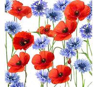 Tischdeko 20 servilletas con amapolas y flores de verano