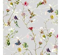 Tischdeko 20 servilletas con flores y mariposas en color gris.