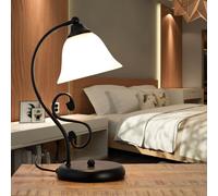 Tischleuchte Blanco Negro Cristal Metal 38CM E14 Casa Lámpara para Leer de Mesa