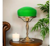 Tischleuchte Lámpara Banquero Estilo Moderno Pantalla de Cristal Verde de Latón