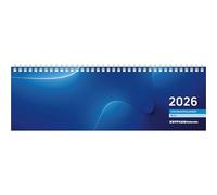 Tischquerkalender blau 2026 - 32x10,5 cm - 1 Woche auf 2 Seiten - Bürokalender mit Monatsübersichten - Stundeneinteilung 7 - 20 Uhr - 176-0015
