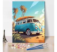 TISHIRON DIY Pintura por Números Adultos Coche Predibujado Lienzo para Pintura para Adultos Paisajes Marítimos Pintura por Números Kits de Pintura al Óleo sobre Lienzo 40 x 50 cm(Sin Marco)