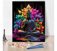 TISHIRON DIY Pintura por Números Adultos Principiantes Buda Adultos Kit de Pintura por Números Religión Pintura Acrílico Lotus Yoga Zen Pintura al Óleo Artesanía para el Hogar 40 x 50 cm(Sin Marco)