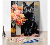 TISHIRON Gato Pintura por números, estilo Matisse, Arte de pared, Decorado Gato abstracto, DIY, Pintado a mano, Kit de pintura al óleo para principiantes y adultos