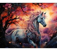 TISHIRON Kit de pintura para adultos "Caballo tranquilo descansando en un estanque tranquilo" - Pintura por números con pinceles y pigmentos, manualidades de pintura al óleo DIY, 40 x 50 cm