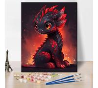 TISHIRON Kit de Pintura por Números para Adultos y Niños - Dragón DIY en Lienzo - Óleo, Acuarela, Acrílica - Artesanía 16x20 Pulgadas