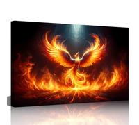 TISHIRON Majestuoso fénix en el renacimiento ardiente - Cuadros artísticos para pared, decoración de pared, sala de estar, impresión de pájaro de fuego de fénix, póster enmarcado para dormitorio,
