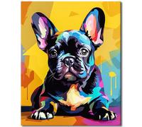 TISHIRON Pintura por números, adorable bulldog francés por números, para adultos, cachorros, pintura por números, niños, sobre lienzo, kit de pintura por números para adultos para principiantes, arte