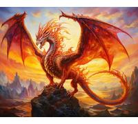 TISHIRON Pintura Por Números Para Adultos Dragón En Un Acantilado Al Atardecer Adultos Pintura Por Números Kits Sobre Lienzo Pintura Acrílico Digital Por Números Kits Pintura Al óleo Por Números