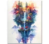 TISHIRON Pintura por números para adultos, paisaje natural, pintura al óleo a mano con pinceles, cascada, kits de pintura por números en lienzo, dibujo de montaña, manualidades para el hogar, 16 x 20