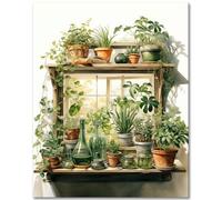 TISHIRON Pintura por números para adultos, planta verde, hojas para pintar por números, kit de construcción para adultos, kit de construcción de pintura acrílica en maceta, pintura al óleo 40 x 50 cm