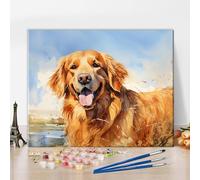 TISHIRON Pintura por números perro adulto, kit de pintura por números, pintura por números, pintura acrílica por números, kit de construcción sobre lienzo animales, pintura por números, 40 x 50 cm