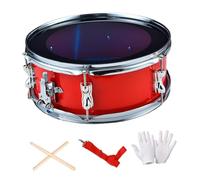 TISHITA 1 Tambor Snare Drum Instrumento de Percusión para Música con Drumsticks Correa Y Guantes Fabricado en Acero Inoxidable Adecuado para Principiantes Adu, Rojo