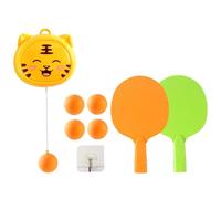 TISHITA 2 Juegos de Entrenamiento Colgante de Tenis de Mesa Portátil con Raquetas Bolas Gancho Resistente Adecuado para Práctica en Sala Niños Adultos, Tigre 2 Vence a 5 Bolas