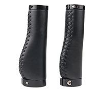 TISHITA 2 Piezas Puños para Manillar de Bicicleta Acolchados de PU Doble Anillo Bloqueador Antideslizantes Y Cómodos Adecuados para Bicicleta, Negro