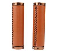 TISHITA 2 Piezas Puños para Manillar de Bicicleta Acolchados de PU Doble Anillo Bloqueador Antideslizantes Y Cómodos Adecuados para Bicicleta, Marrón 1