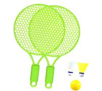 TISHITA 2 Piezas Raquetas de Tenis Infantil con Volante Y Pelota Juguete para Niños Material Resistente Ligero Adecuado para Aprender Bádminton Juegos, Verde