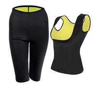 TISHITA 2 Piezas Sauna Ropa Entrenamiento Neopreno Traje Faja Modelador Reductor Sweat Suit Mujer Hombre Diseño Y Cómodo Favorece Quema de Grasa Ade,