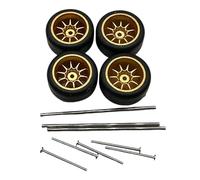 TISHITA 4 Piezas Llanta RC para Coche Teledirigido Conjunto de Neumáticos con Aro Accesorios de Aleación Instalación Sencilla Y Resistente Al Uso, Estilo Dorado a.