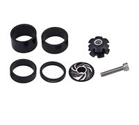 TISHITA 7 Piezas Espaciador de Juego de Dirección para Bicicleta BMX Carretera Ligero Ajuste Altura de Manillar Adecuado para Ciclismo Profesional Paseo R, Negro