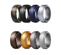 TISHITA 8 Piezas Anillo de Silicona Banda de Silicona Set de Anillos de Goma Anillos Deportivos con Material Hipoalergénico para Uso en Deportes Regalos, Tamaño 9