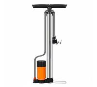 TISHITA Bomba de Aire para Bicicleta Inflador Portátil con Función de Cambio Rápido de Válvulas Manómetro Fácil Lectura Base Reforzada y Estructura Resistente, Plata, Largo HP+C/Gauge