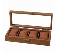 TISHITA Caja Relojes con Cojines Inriores | Para Colecciones, Negro, Caja Relojes con Cierre Metálico, Armario, 4 Ranuras