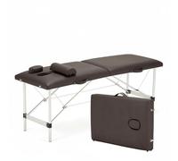 TISHITA Camilla de Masaje Mesa SPA Estética Portátil con Relleno de 5 Cm en Piel PVC y Armazón de Aluminio Reforzado de Acero con Agujero Facial y, Marrón, 185x60cm