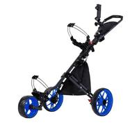TISHITA Carrito de Golf Plegable Carro Push Trolley de Carro Ligero con Freno Manual y Soporte para Bolsa Armazón de Aleación de Aluminio Adecuado para, Negro con Ruedas Azules