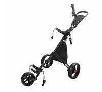 TISHITA Carrito de Golf Plegable Carro Push Trolley de Carro Ligero con Freno Manual y Soporte para Bolsa Armazón de Aleación de Aluminio Adecuado para, Negro con Ruedas Negras