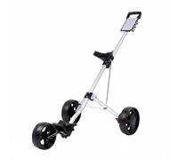 TISHITA Carro de Golf Plegable Carrito Trole Carro Empujable con Chasis Sólido Ruedas Estables Freno Manual y Soporte para Tarjeta Adecuado para Campo de Golf Entrenamientos Viajes, Plata