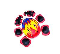 TISHITA Casco para Bicicleta Infantil con Juego Completo de Protecciones Interior Suave Y Ventilado Estructura Resistente a Impactos Ajuste Ajustable Adecuado, Rojo