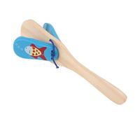 TISHITA Castanet de Mango Instrumento Musical Juguete Madera Percusión Manual Habilidad Adecuado para Actividades Educativas Jardín, Azul, 21.5 x 5cm