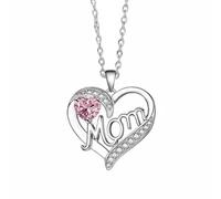 TISHITA Collar Corazón Mamá con Emblema Afectivo Colgante Cadena Elegante Circonitas Que Aportan Brillo y Mensaje Tierno Adecuado para Madres Aniversarios Encuentros Familiares, Blanco+Oro+Rosa