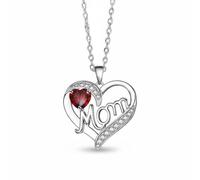 TISHITA Collar Corazón Mamá con Emblema Afectivo Colgante Cadena Elegante Circonitas Que Aportan Brillo y Mensaje Tierno Adecuado para Madres Aniversarios Encuentros Familiares, Blanco+Dorado+Rojo