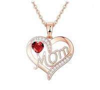 TISHITA Collar Corazón Mamá con Emblema Afectivo Colgante Cadena Elegante Circonitas Que Aportan Brillo y Mensaje Tierno Adecuado para Madres Aniversarios Encuentros Familiares, Oro Ros Rojo