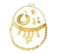 TISHITA Conjunto Joyas Mujer con Colgante Moneda Elegante Conjunto Joyas con Medallones Circulares Morno para Mujeres, Bodas