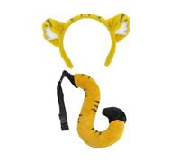 TISHITA Diadema Animal Conjunto Peluche Orejas Y Cola Disfraz Adecuado para Fiestas Temáticas Carnaval Halloween Convenciones Entretenimiento en Casa, Tigre