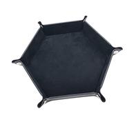 TISHITA Dice Tray Hexagonal Bandeja Plegable Tablero Almacenamiento Accesorio Juego PU Cuero Y Terciopelo para Juegos de Dados Reuniones Sociales Guardar