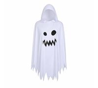 TISHITA Disfraz de Fantasma Infantil Capa Poncho Sudadera con Capucha Traje Festivo Material Tela Poncho Abierto con Cara y Bordes Dentados Peso Aproximado, Color to 1, Talla Única