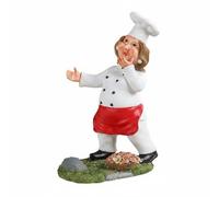 TISHITA Estatua de Cocina Soporte de Botellas Chef Escultura Decorativa con Diseño Artístico de Resina Sintética Hecha a Mano Adecuada para Cocina Comedor Bar, Chef Mujer con Cesta De Flores