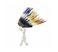 TISHITA Indian Headdress Ceremonial con Plumas Sintéticas Diadema para Adultos Accesorio Decorativo de Poliéster Adecuado para Graduación Carnaval, Rojo Amarillo Azul