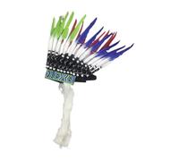 TISHITA Indian Headdress Ceremonial con Plumas Sintéticas Diadema para Adultos Accesorio Decorativo de Poliéster Adecuado para Graduación Carnaval, Rojo Verde Azul
