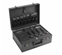 TISHITA Maletín Peluquero Estuche Almacenamiento Caja Herramientas Organizador Barbería Aleación Aluminio Resistente Bloqueo Combinación Antimanipulación, Black, L