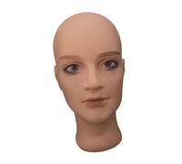 TISHITA Maniquí Cabeza Hombre Calva Base Expositora Porta Pelucas Modelo Maniquí con Maquillaje Diseño Realista en PVC Adecuado para Salón Comercio Hogar, 04