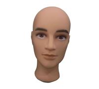 TISHITA Maniquí Cabeza Hombre Calva Base Expositora Porta Pelucas Modelo Maniquí con Maquillaje Diseño Realista en PVC Adecuado para Salón Comercio Hogar, 03