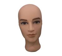 TISHITA Maniquí Cabeza Hombre Calva Base Expositora Porta Pelucas Modelo Maniquí con Maquillaje Diseño Realista en PVC Adecuado para Salón Comercio Hogar, 02
