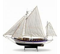 TISHITA Maqueta de Kit de Barco Modelo Embarcación a Escala con Jarcia Detallada Velas Blancas y Base Negra Proceso de Ensamblaje Envolvente Adecuada para Coleccionistas Salón Estantería