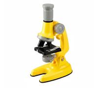 TISHITA Microscopio para Niños con Aumento 1200x Juego Científico Escolar con Lentes Ópticas y Preparaciones Enfoque Estable y Práctico Adecuado para Clases, Amarillo